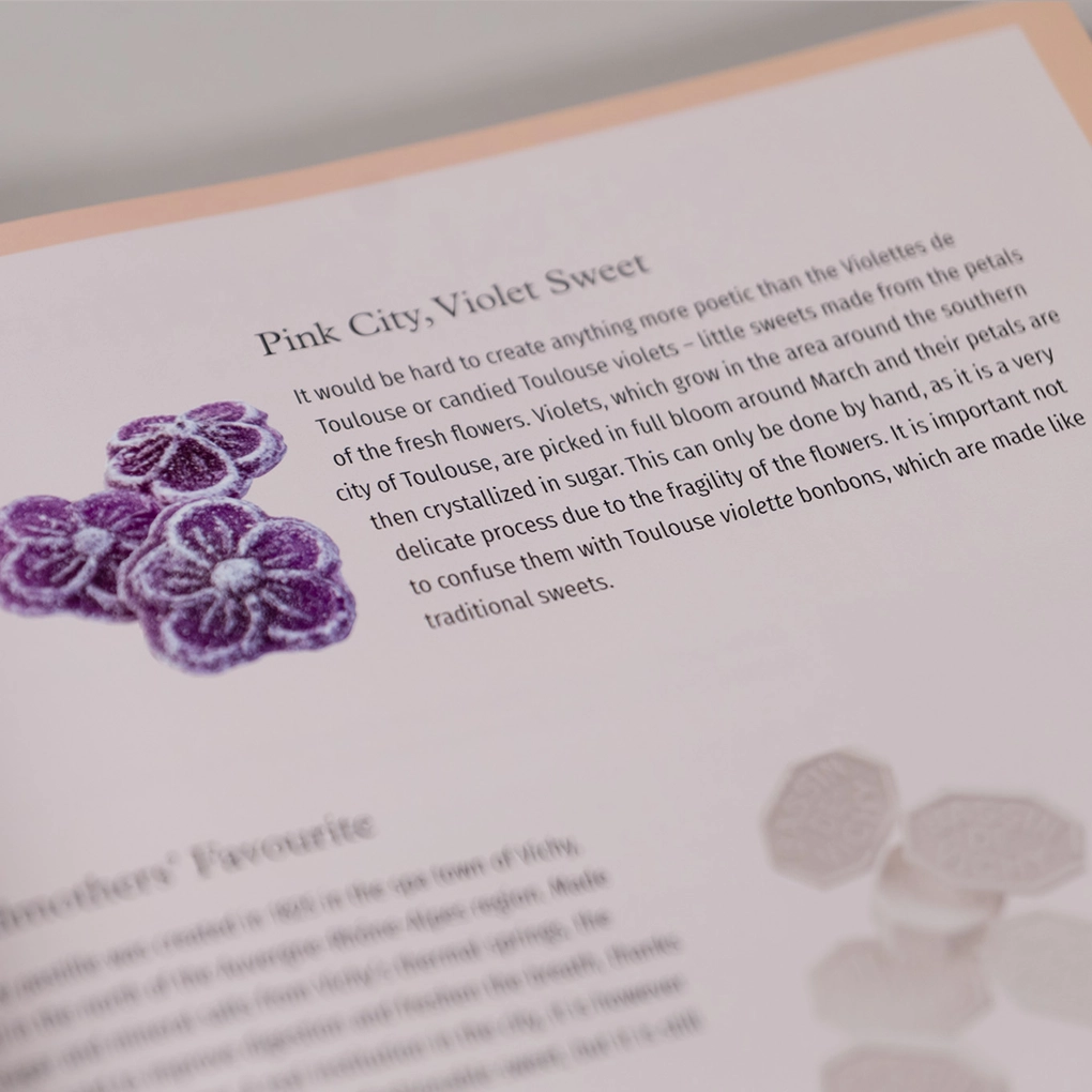 An interior image of candied flowers